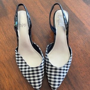 Impo checkered sling backs (sz 8)